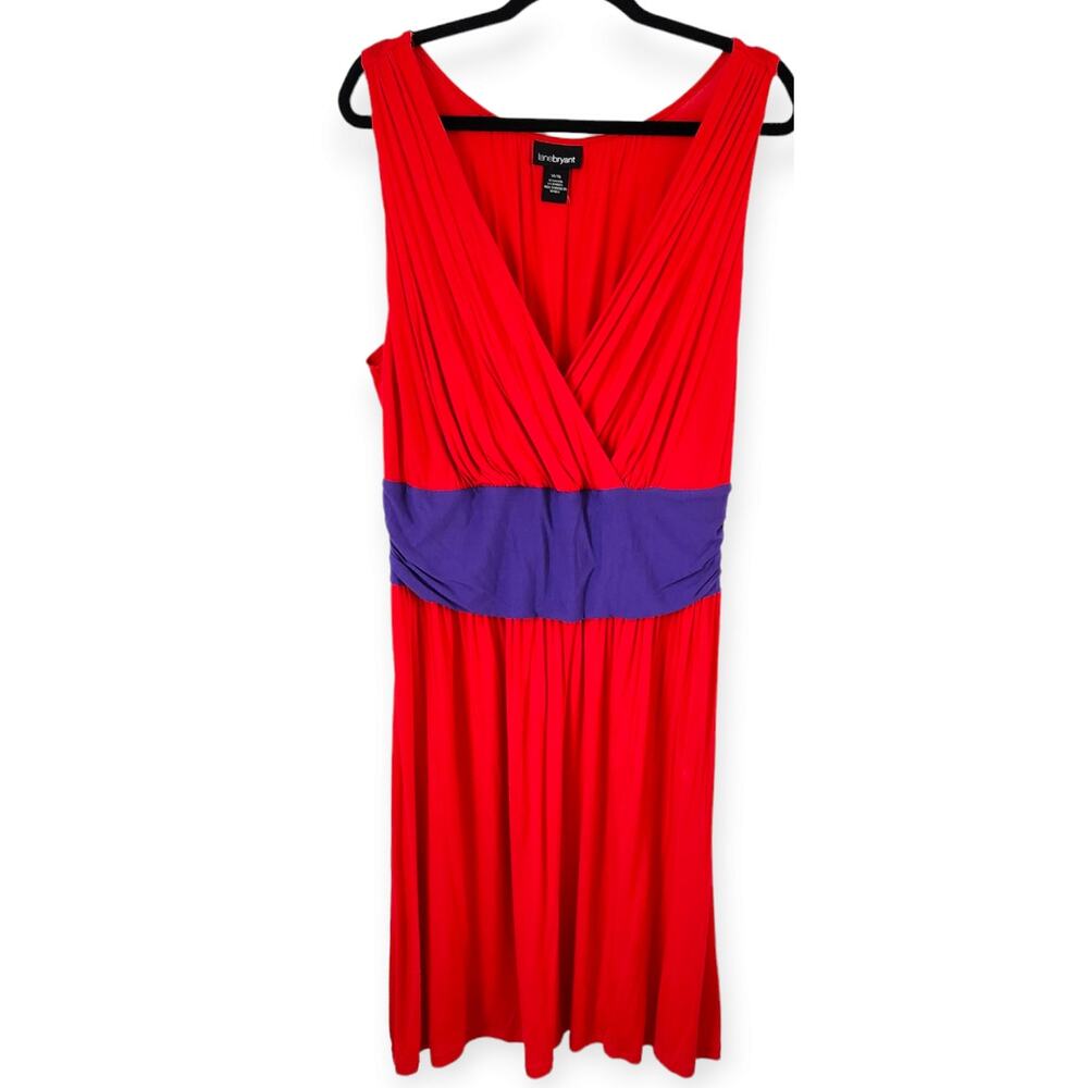 Lane Bryant Women's Red and Purple Sleeveless Dress Size 14/16